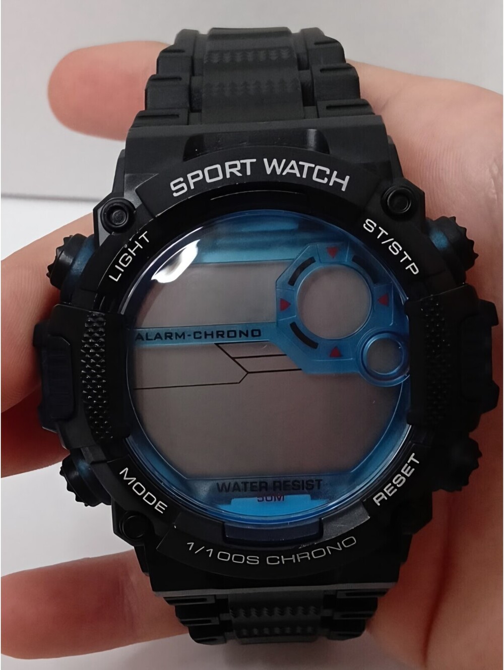 Chronographic Sport Watch with Stopwatch, Alarm, Light, Waterproof Needs Battery